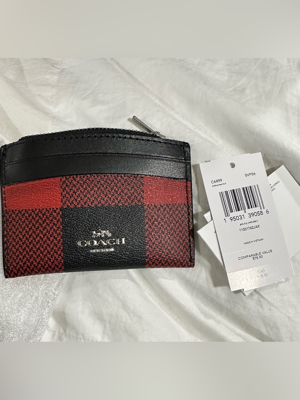 Coach Buffalo Plaid Shaped Card Case